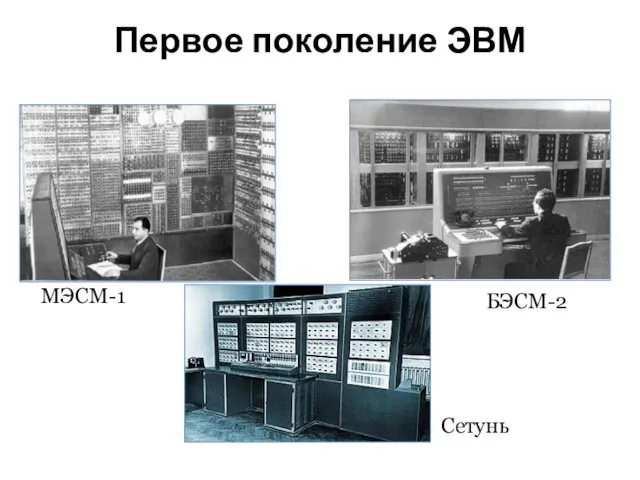 Первое поколение ЭВМ МЭСМ-1 БЭСМ-2 Сетунь