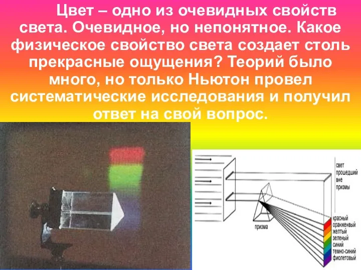 Цвет – одно из очевидных свойств света. Очевидное, но непонятное.