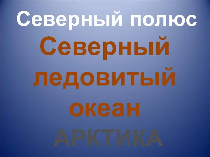 АРКТИКА Северный полюс Северный ледовитый океан