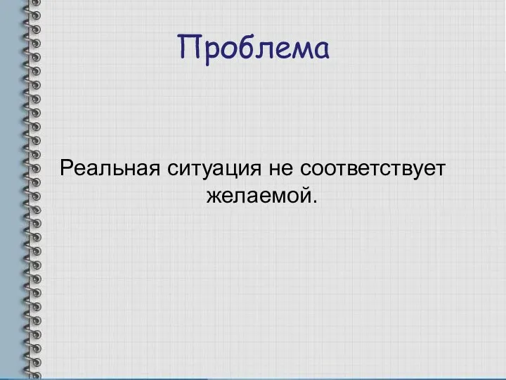 Проблема Реальная ситуация не соответствует желаемой.