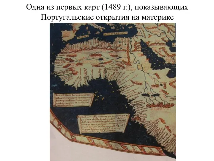 Одна из первых карт (1489 г.), показывающих Португальские открытия на материке