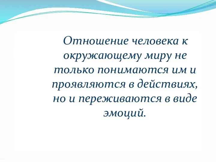 Отношение человека к окружающему миру не только понимаются им и