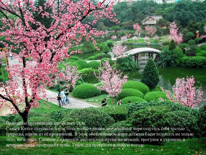 Принципы организации китайского сада: Сады в Китае создавались для того, чтобы человек мог