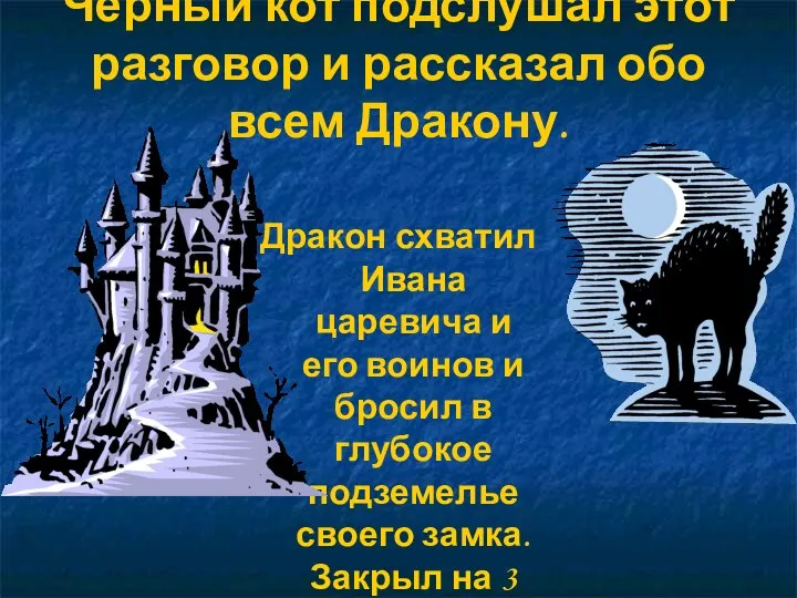 Черный кот подслушал этот разговор и рассказал обо всем Дракону.