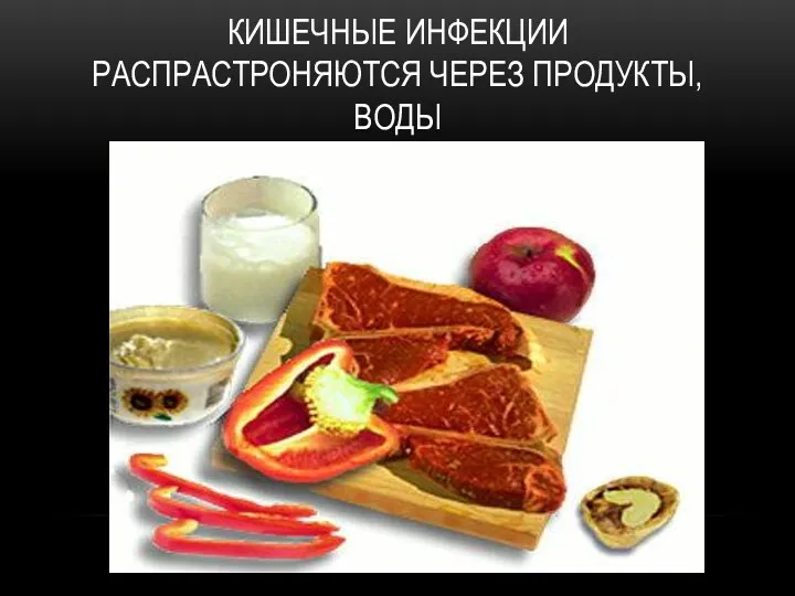 Кишечные инфекции распрастроняются через продукты, воды