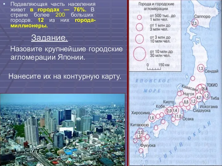 Подавляющая часть населения живет в городах — 76%. В стране