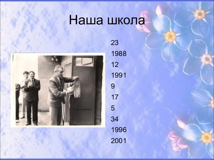 Наша школа 23 1988 12 1991 9 17 5 34 1996 2001