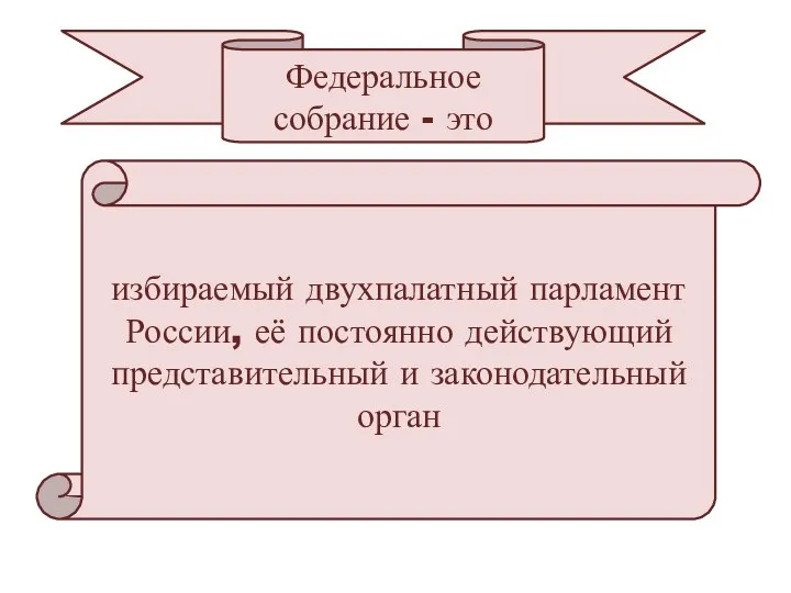 избираемый двухпалатный парламент России, её постоянно действующий представительный и законодательный орган Федеральное собрание - это