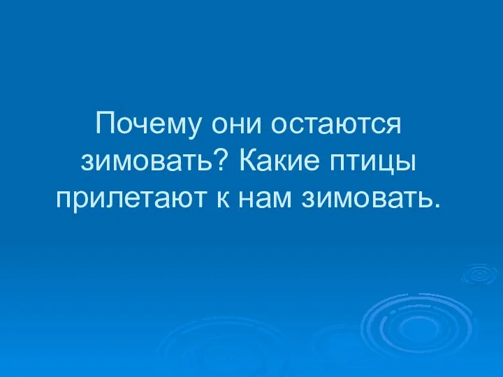 Почему они остаются зимовать? Какие птицы прилетают к нам зимовать.