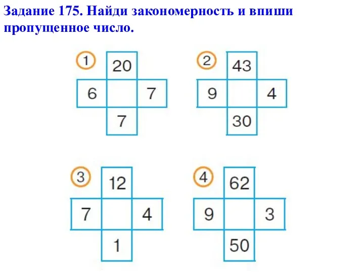 Задание 175. Найди закономерность и впиши пропущенное число.