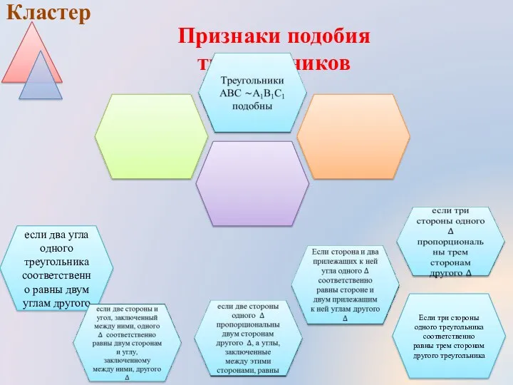 Признаки подобия треугольников Кластер если два угла одного треугольника соответственно