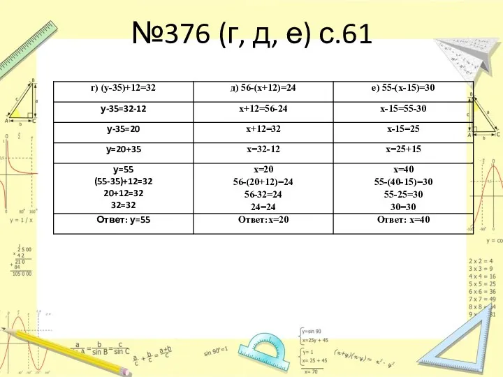 №376 (г, д, е) с.61