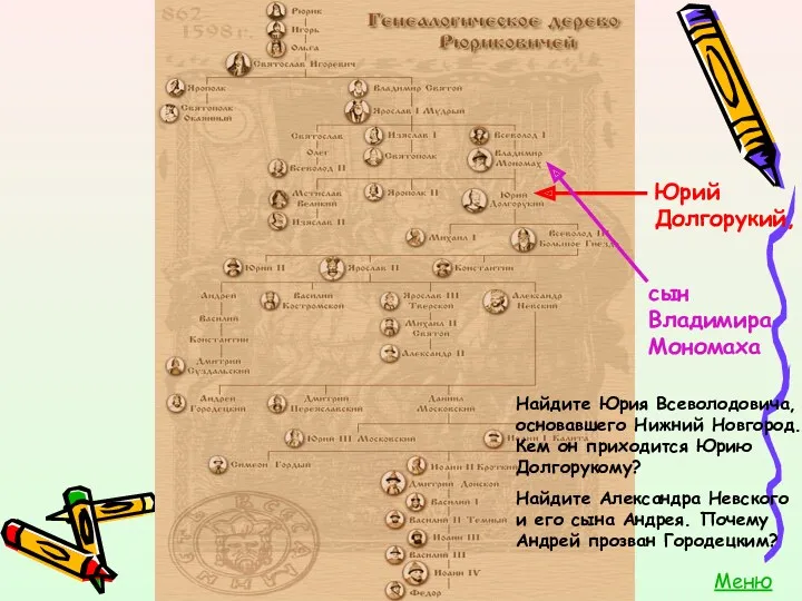 Юрий Долгорукий, сын Владимира Мономаха Найдите Юрия Всеволодовича, основавшего Нижний