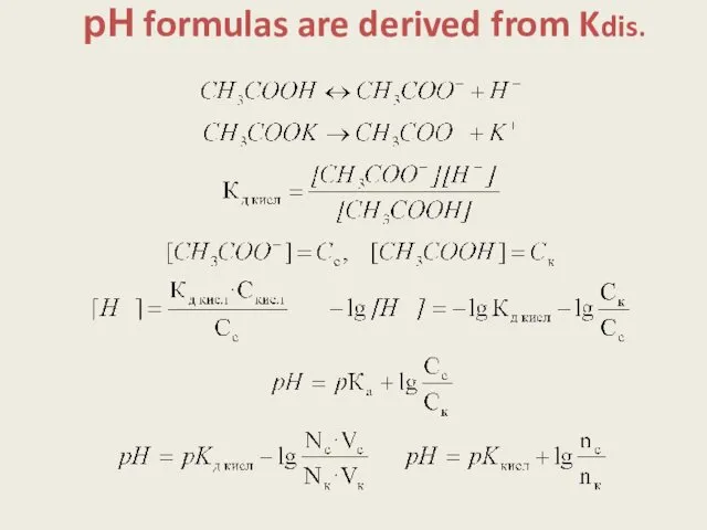 рН formulas are derived from Kdis.