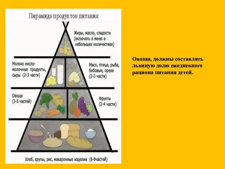 Овощи, должны составлять львиную долю ежедневного рациона питания детей.