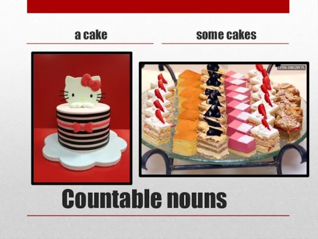 Countable nouns а cake some cakes