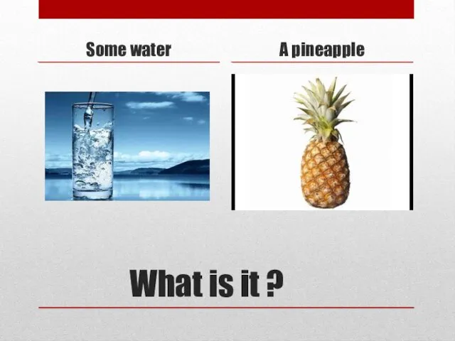 What is it ? Some water A pineapple