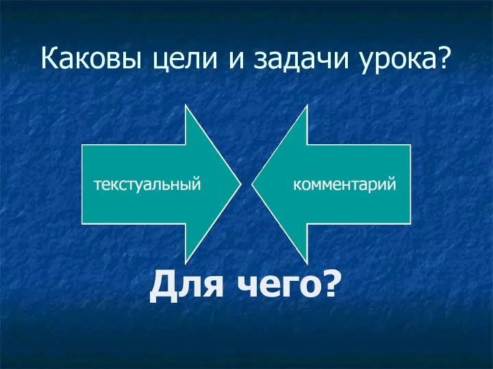 Каковы цели и задачи урока? Для чего?