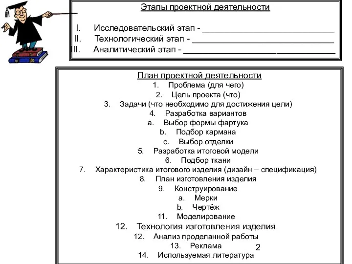 Этапы проектной деятельности Исследовательский этап - ___________________________ Технологический этап -