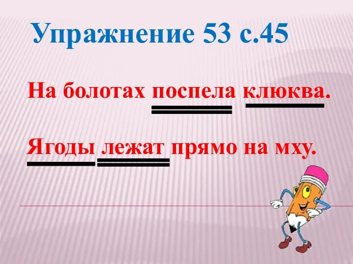 На болотах поспела клюква. Ягоды лежат прямо на мху. Упражнение 53 с.45