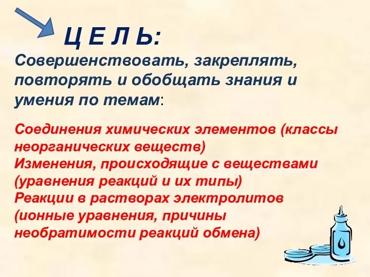 Ц Е Л Ь: Совершенствовать, закреплять, повторять и обобщать знания