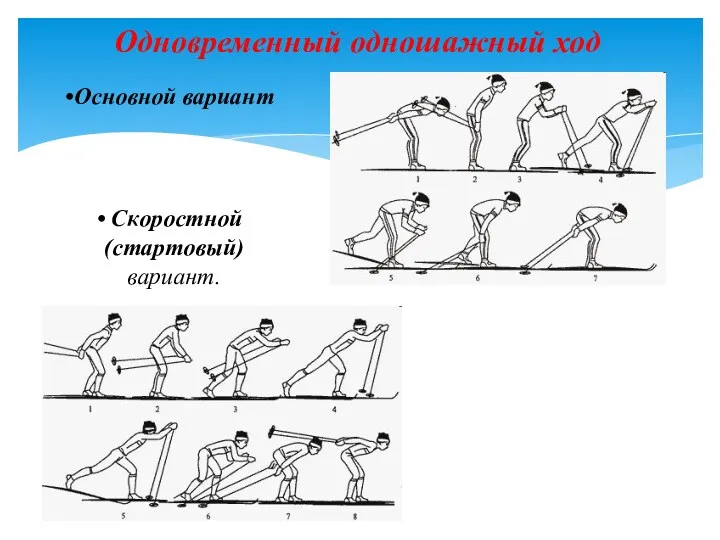 Одновременный одношажный ход Основной вариант Скоростной (стартовый) вариант.