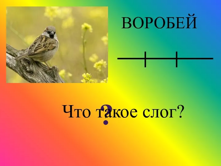 ВОРОБЕЙ ? Что такое слог?