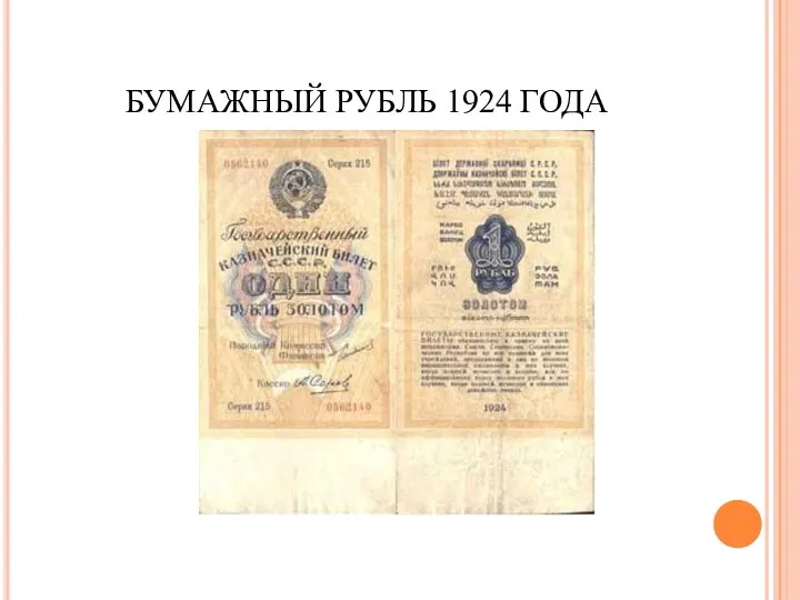 БУМАЖНЫЙ РУБЛЬ 1924 ГОДА