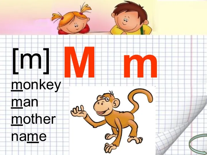 M m M m [m] monkey man mother name