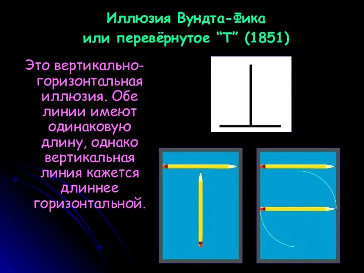 Это вертикально-горизонтальная иллюзия. Обе линии имеют одинаковую длину, однако вертикальная