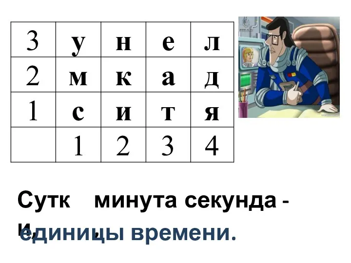 Сутки, минута, секунда - единицы времени.