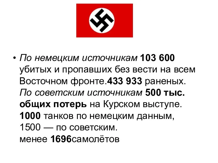 По немецким источникам 103 600 убитых и пропавших без вести