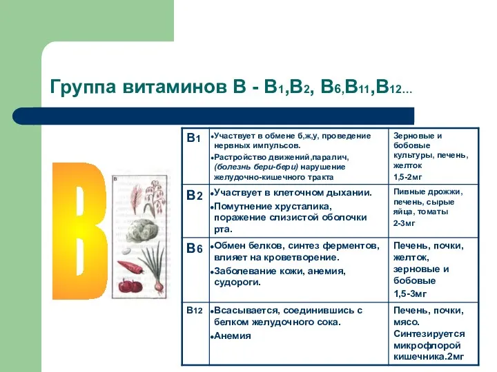 Группа витаминов В - В1,В2, В6,В11,В12… В