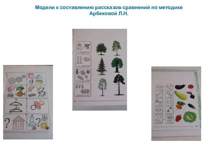 Модели к составлению рассказов-сравнений по методике Арбековой Л.Н.