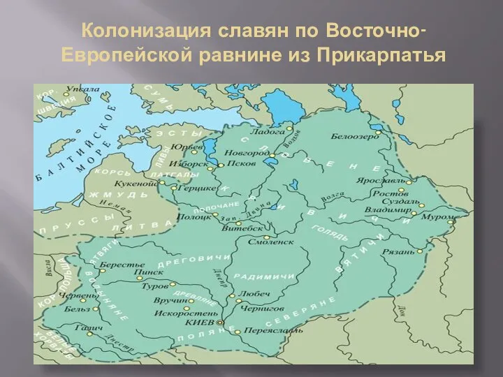Колонизация славян по Восточно-Европейской равнине из Прикарпатья Пункт 1. Пункт
