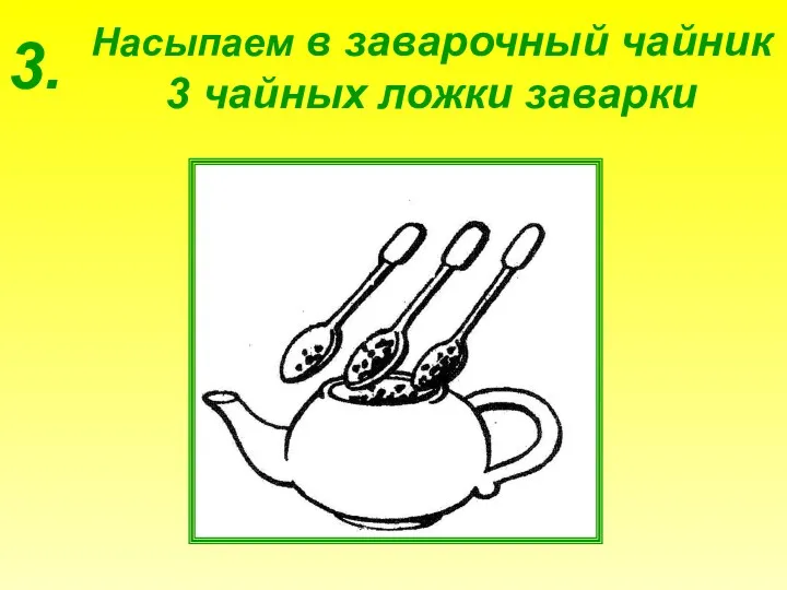 3. Насыпаем в заварочный чайник 3 чайных ложки заварки