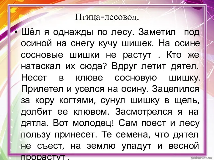 Птица-лесовод. Шёл я однажды по лесу. Заметил под осиной на