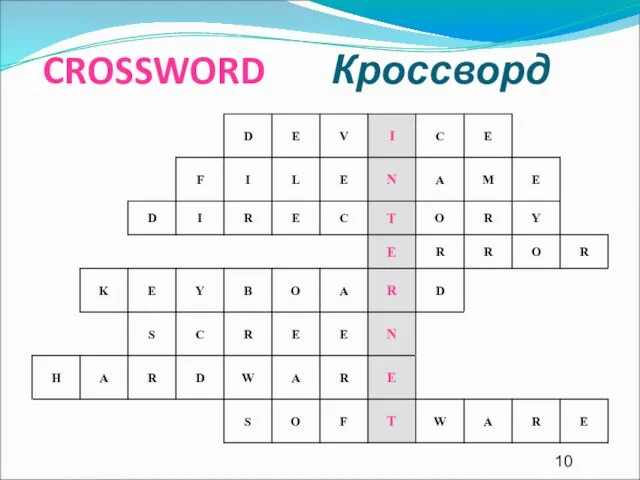 CROSSWORD Кроссворд