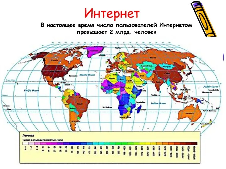 Интернет В настоящее время число пользователей Интернетом превышает 2 млрд. человек