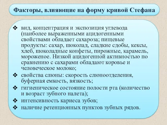 Факторы, влияющие на форму кривой Стефана вид, концентрация и экспозиция