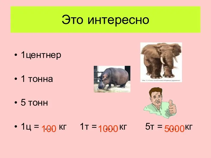 Это интересно 1центнер 1 тонна 5 тонн 1ц = …