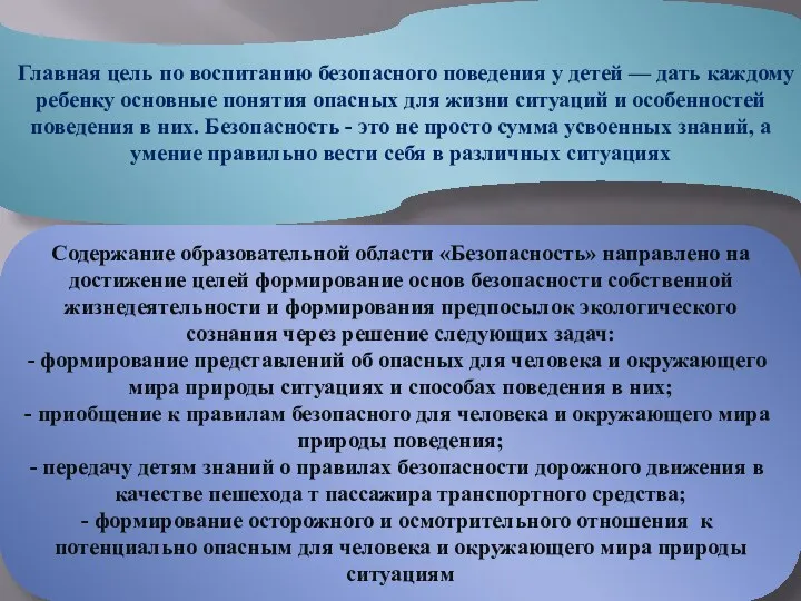 Главная цель по воспитанию безопасного поведения у детей — дать