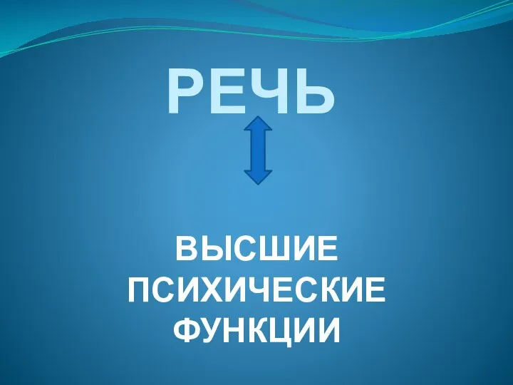 РЕЧЬ ВЫСШИЕ ПСИХИЧЕСКИЕ ФУНКЦИИ