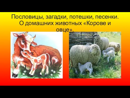 Пословицы, загадки, потешки, песенки. О домашних животных «Корове и овце».