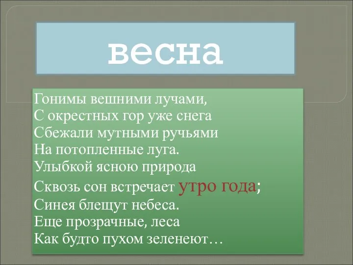 весна Гонимы вешними лучами, С окрестных гор уже снега Сбежали