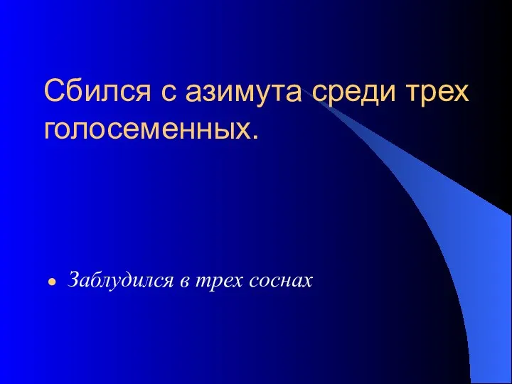 Сбился с азимута среди трех голосеменных. Заблудился в трех соснах