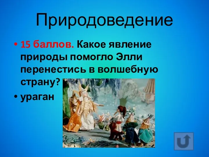 Природоведение 15 баллов. Какое явление природы помогло Элли перенестись в волшебную страну? ураган