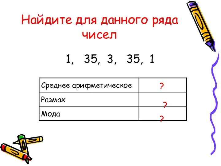 Найдите для данного ряда чисел 1, 35, 3, 35, 1 ? ? ?