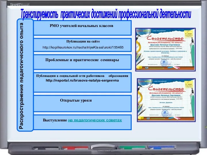 Распространение педагогического опыта РМО учителей начальных классов Публикации на сайте