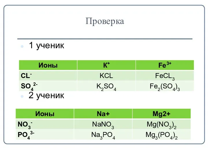 Проверка 1 ученик 2 ученик